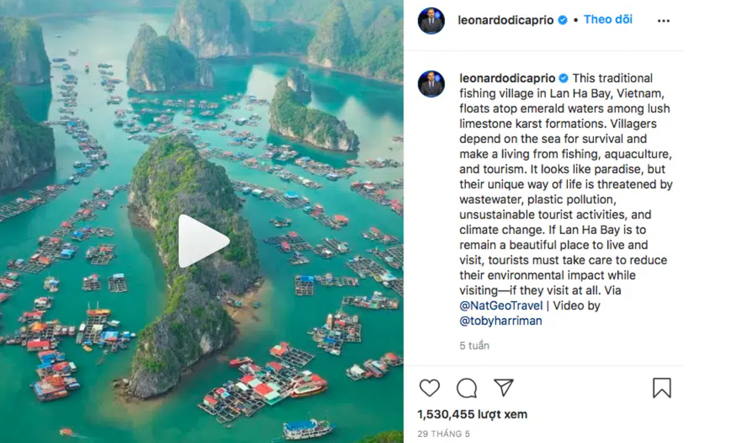 Vịnh Lan Hạ - "đảo ngọc thiên đường" được tài tử Leonardo DiCaprio lăng xê